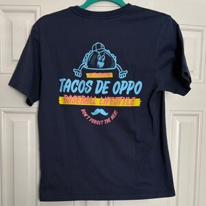 Navy Tacos De Oppo Baseball Lifestyle Kids Short Sleeve Tee